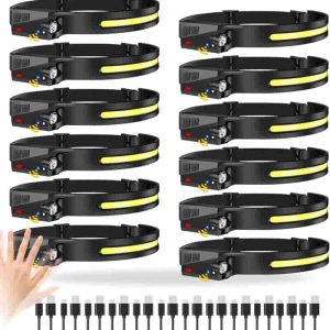 Best 12-pack Rechargeable Headlamp 1000 Lumen, Motion Sensor