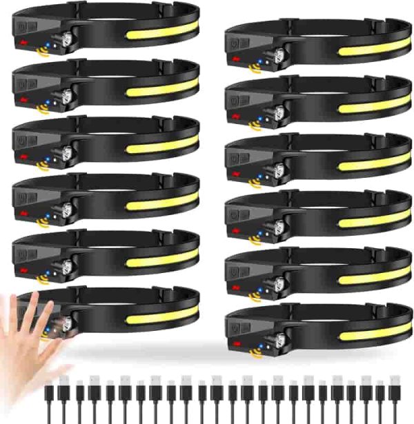 Best 12-pack Rechargeable Headlamp 1000 Lumen, Motion Sensor