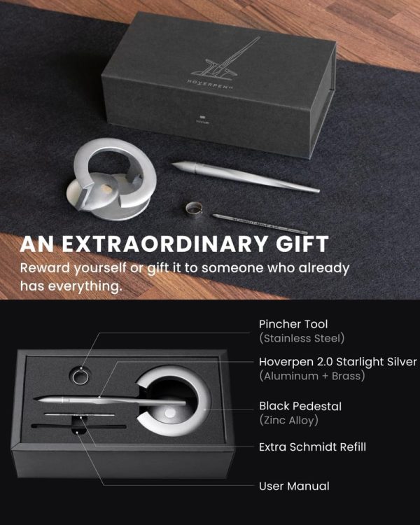 Novium Hoverpen 2.0 - Magnetic German-engineered Pen, Starlight Silver - Image 5
