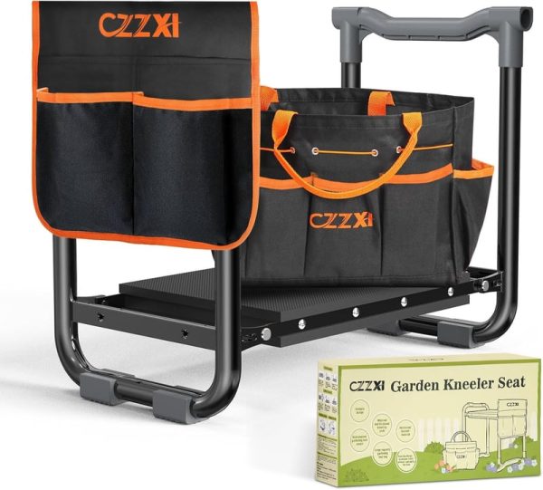 Best Garden Kneeler And Seat With Thick Pad & Tool Pouch - Perfect Gift For Seniors