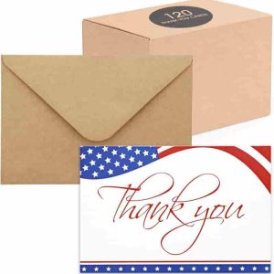 Bulk Patriotic Thank You Cards For Veterans Day & 4th Of July
