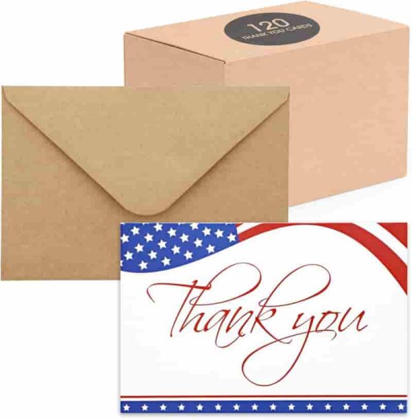 Bulk Patriotic Thank You Cards For Veterans Day & 4th Of July
