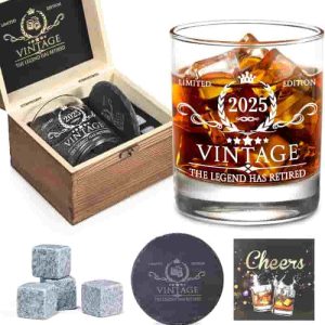 Best Retirement Gifts For Men - Whiskey Glass Set With Wood Box