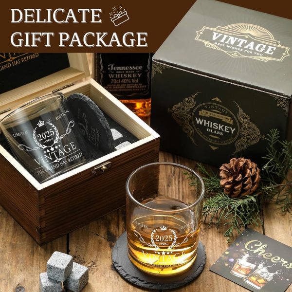 Best Retirement Gifts For Men - Whiskey Glass Set With Wood Box - Image 4
