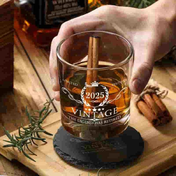 Best Retirement Gifts For Men - Whiskey Glass Set With Wood Box - Image 5