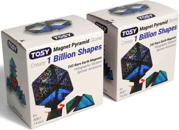 Tosy Magnet Pyramid - Create 1 Billion Fun Puzzle Shapes, 2-pack