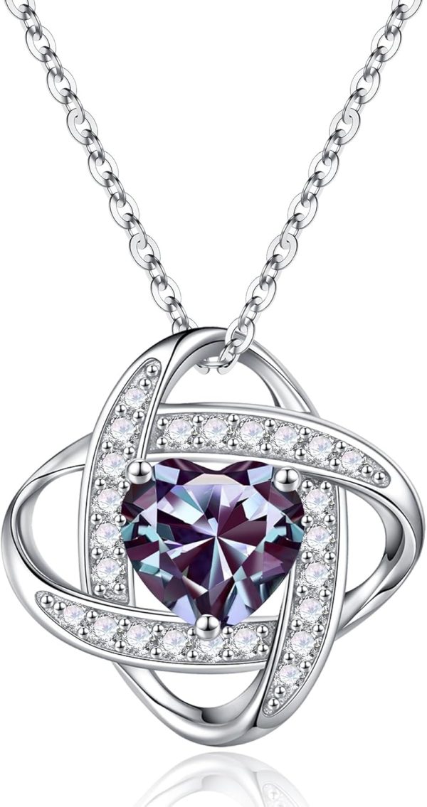925 Silver Love Knot Birthstone Necklace - Top Gift For Her