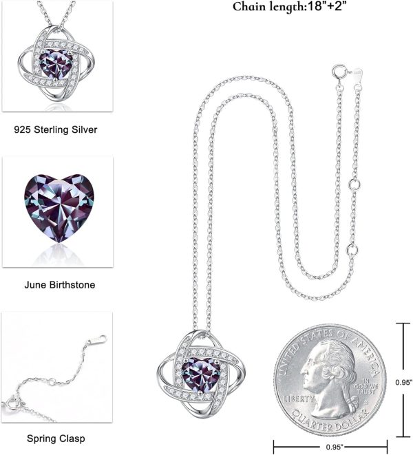 925 Silver Love Knot Birthstone Necklace - Top Gift For Her - Image 3