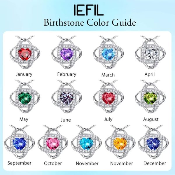925 Silver Love Knot Birthstone Necklace - Top Gift For Her - Image 4