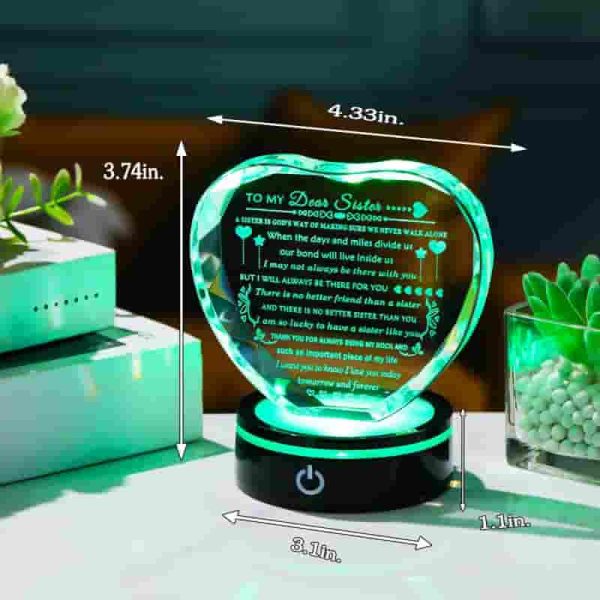 Heart Led Crystal: Best Sister Gifts For Birthdays & Holidays - Image 2