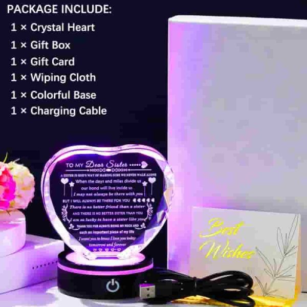 Heart Led Crystal: Best Sister Gifts For Birthdays & Holidays - Image 6