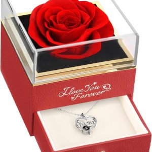 Best Preserved Red Rose & Mom Necklace - Perfect Gifts For Mother's Day