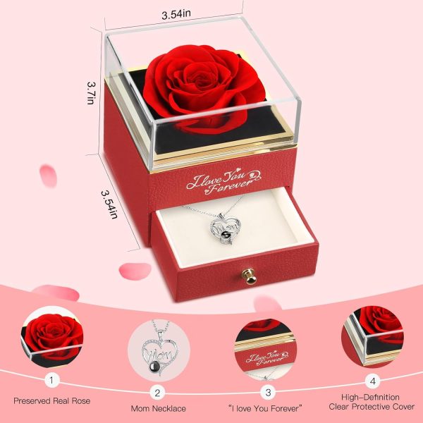 Best Preserved Red Rose & Mom Necklace - Perfect Gifts For Mother's Day - Image 2