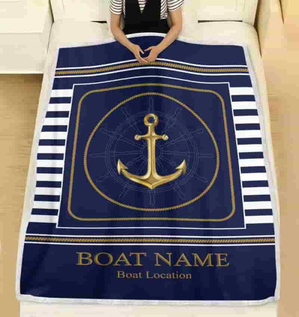 Best Personalized Anchor Blanket - Custom Boat Sherpa Fleece Throw