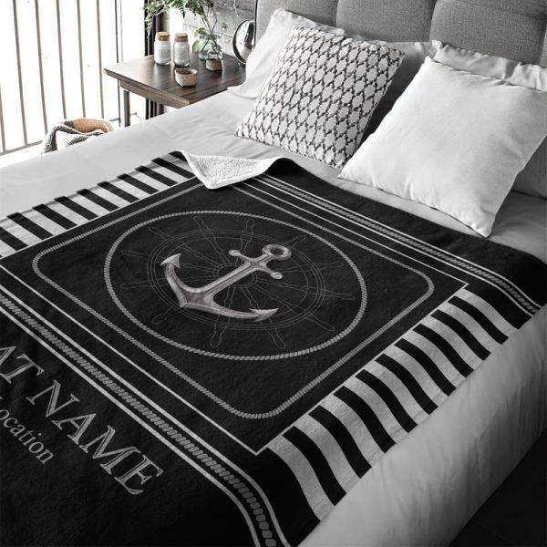 Best Personalized Anchor Blanket - Custom Boat Sherpa Fleece Throw - Image 3