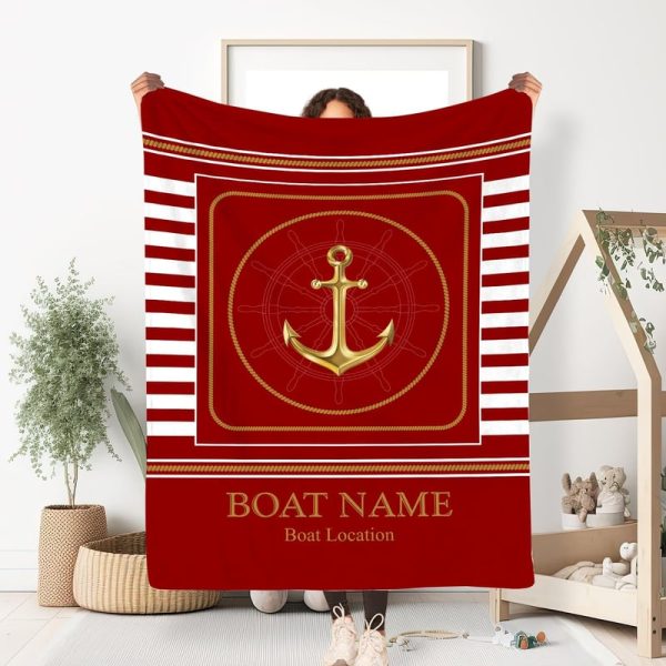 Best Personalized Anchor Blanket - Custom Boat Sherpa Fleece Throw - Image 4