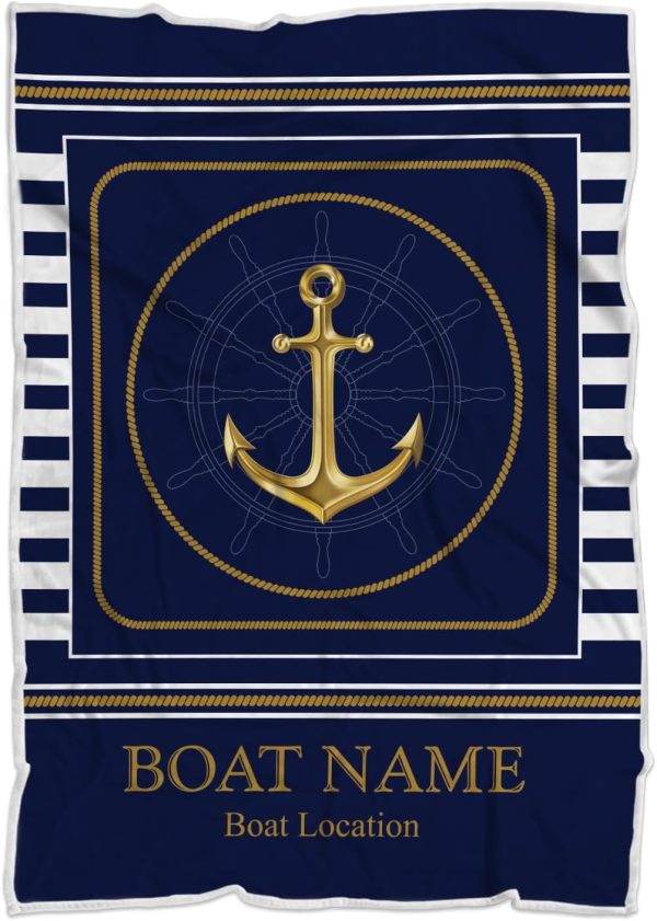 Best Personalized Anchor Blanket - Custom Boat Sherpa Fleece Throw - Image 5