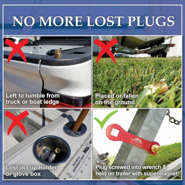 Best 1/2" Boat Drain Plug Wrench & Spare Brass Plug - Image 2
