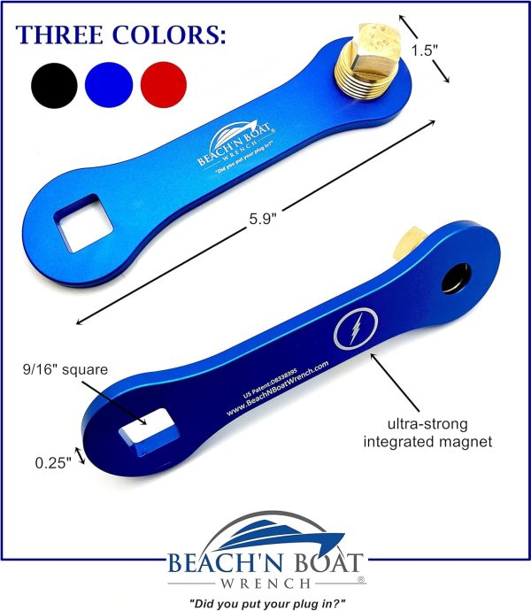 Best 1/2" Boat Drain Plug Wrench & Spare Brass Plug - Image 4