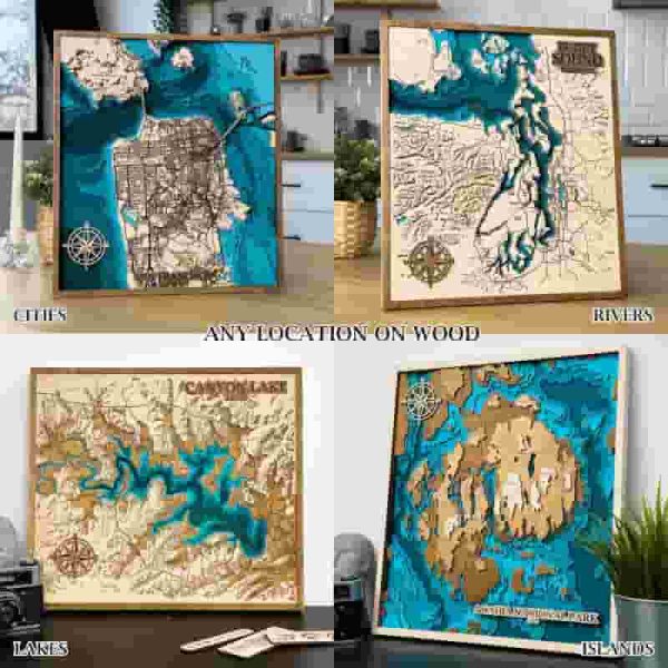 Custom Lake Wood Map - Perfect Anniversary Gift - Image 6