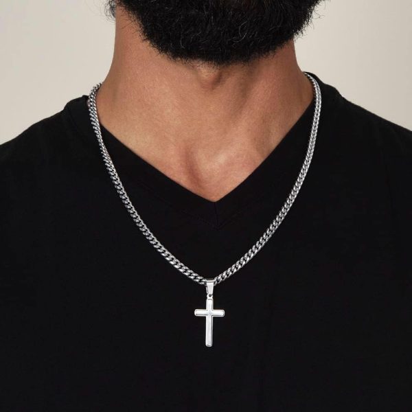 Cuban Chain Cross Necklace For Son - Sentimental Gift From Dad - Image 4