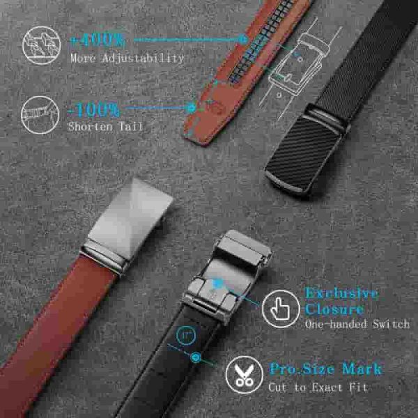 Zitahli Men's Ratchet Belt - Premium Leather With Automatic Buckle - Image 3