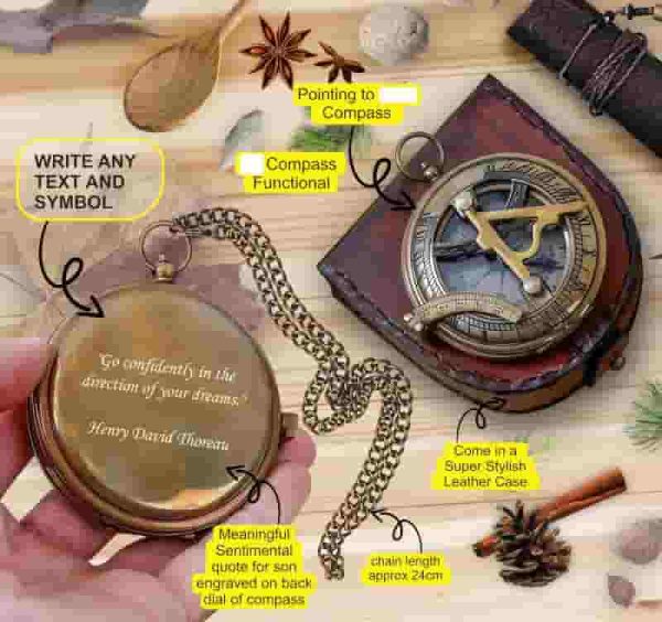 Best Personalized Compass Gift - Custom Sundial Clock - Image 3