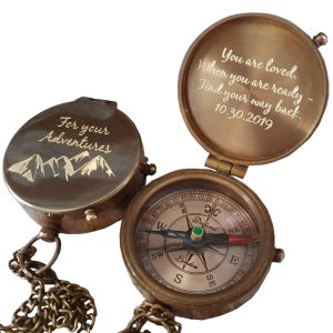 Best Personalized Brass Compass Gift - Engraved For Him