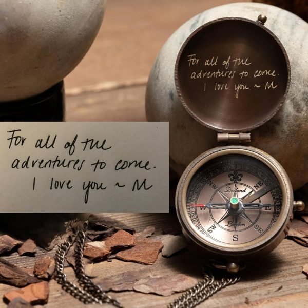 Best Personalized Brass Compass Gift - Engraved For Him - Image 2