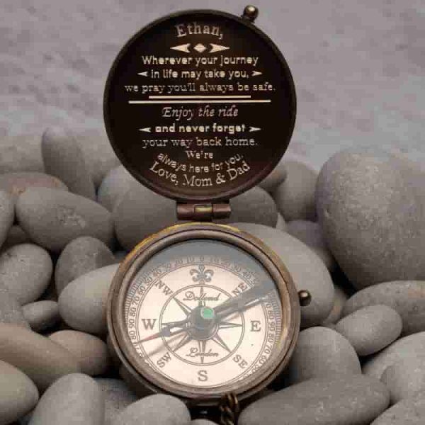 Best Personalized Brass Compass Gift - Engraved For Him - Image 3