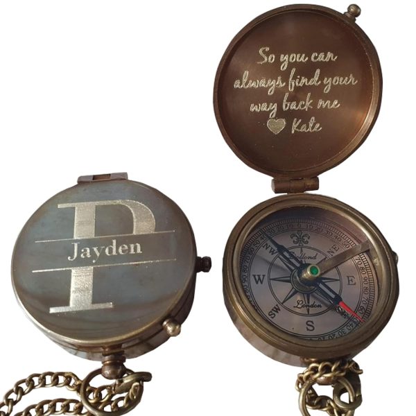 Best Personalized Brass Compass Gift - Engraved For Him - Image 4