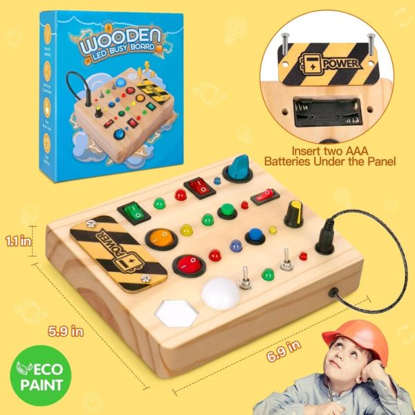 Best Wooden Led Busy Board For Toddlers - Montessori Travel Toy Gift - Image 2