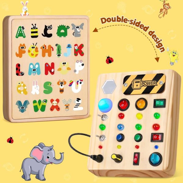 Best Wooden Led Busy Board For Toddlers - Montessori Travel Toy Gift - Image 4
