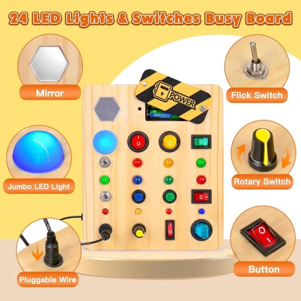 Best Wooden Led Busy Board For Toddlers - Montessori Travel Toy Gift - Image 5