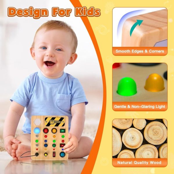 Best Wooden Led Busy Board For Toddlers - Montessori Travel Toy Gift - Image 6