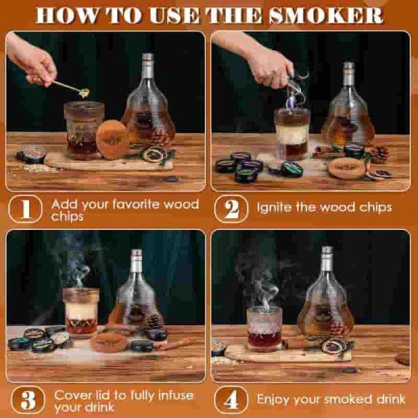 Best Whiskey Smoker Kit With Wooden Barrel - Includes Torch & 6 Wood Chips - Image 5