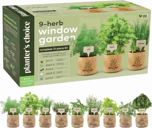 9 Herb Window Garden Kit - Best Indoor Plants Gift For Women & Mom