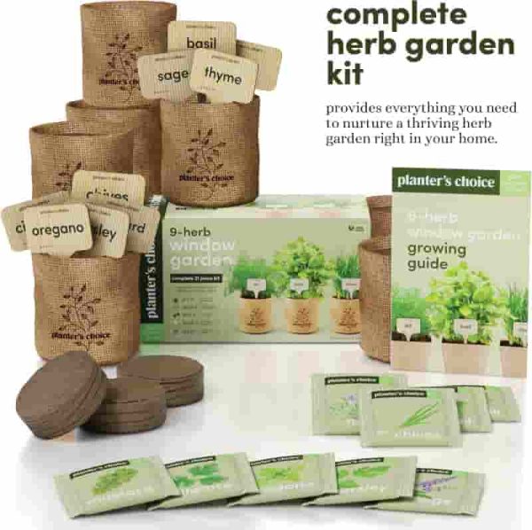 9 Herb Window Garden Kit - Best Indoor Plants Gift For Women & Mom - Image 3