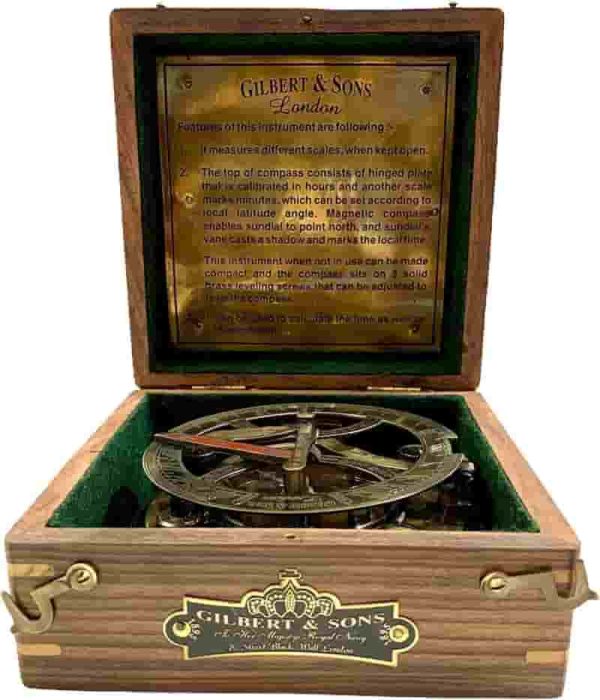 Best Vintage Brass Sundial Clock Gift For Him - Image 2