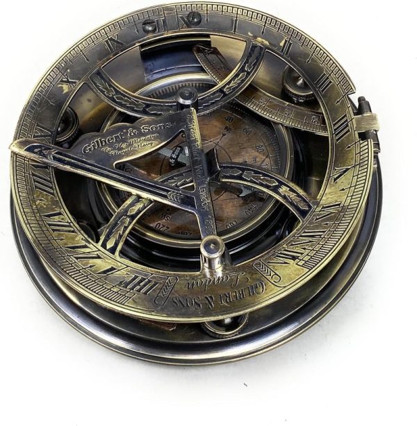 Best Vintage Brass Sundial Clock Gift For Him - Image 4