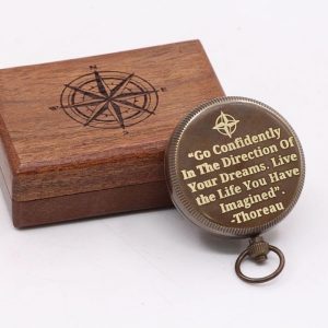 Rii Solid Brass Engraved Compass – Perfect Graduation Gift