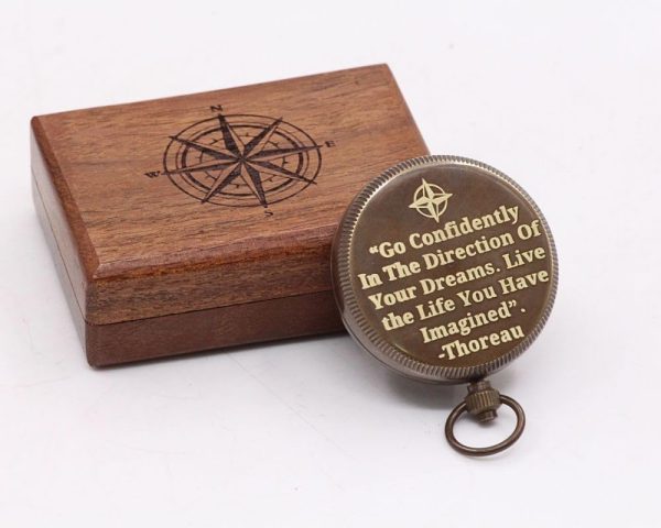 Rii Solid Brass Engraved Compass – Perfect Graduation Gift