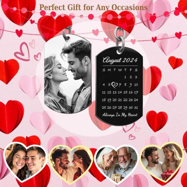Custom Keychain With Laser Engraved Calendar & Photo Gift - Image 2