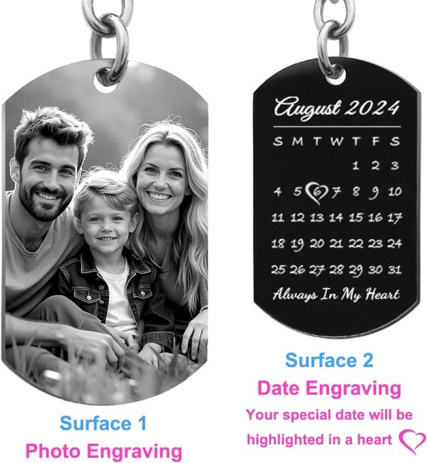 Custom Keychain With Laser Engraved Calendar & Photo Gift - Image 6