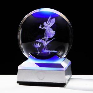 Best 3d Engraved Fairy Crystal Ball With Led Base Gift