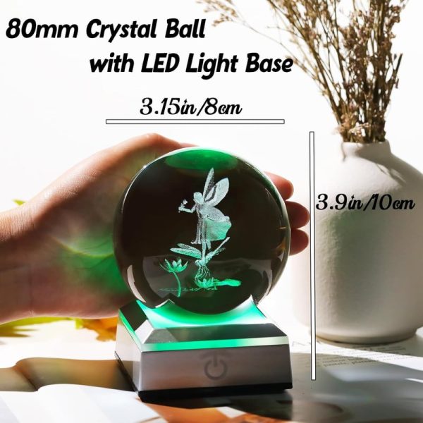 Best 3d Engraved Fairy Crystal Ball With Led Base Gift - Image 2