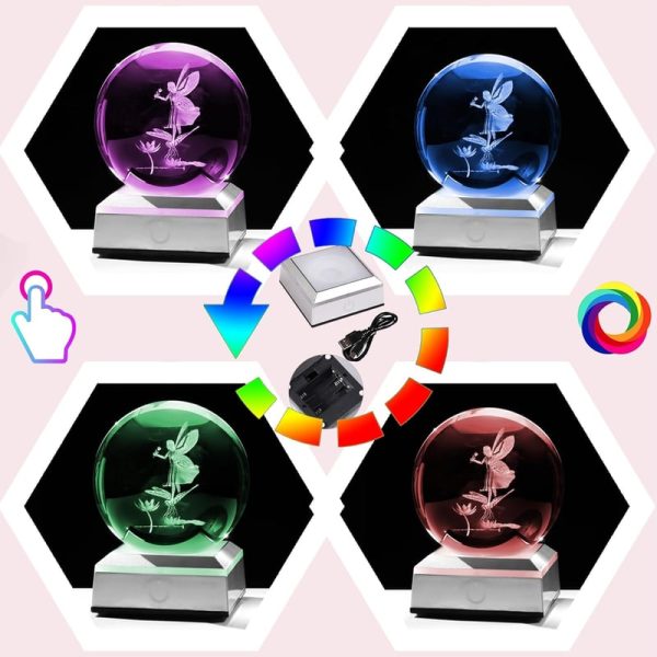 Best 3d Engraved Fairy Crystal Ball With Led Base Gift - Image 3