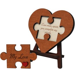Best Long Distance Relationship Gift - Engraved Wooden Heart
