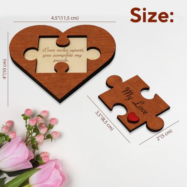 Best Long Distance Relationship Gift - Engraved Wooden Heart - Image 2