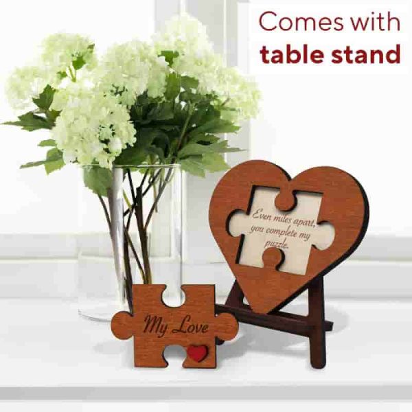 Best Long Distance Relationship Gift - Engraved Wooden Heart - Image 4